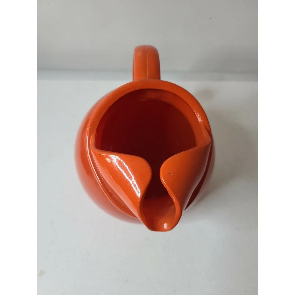 Vintage Anchor Hocking Tilted Ball Pitcher‎ Jug Orange Depression Glass 8 Oz MCM